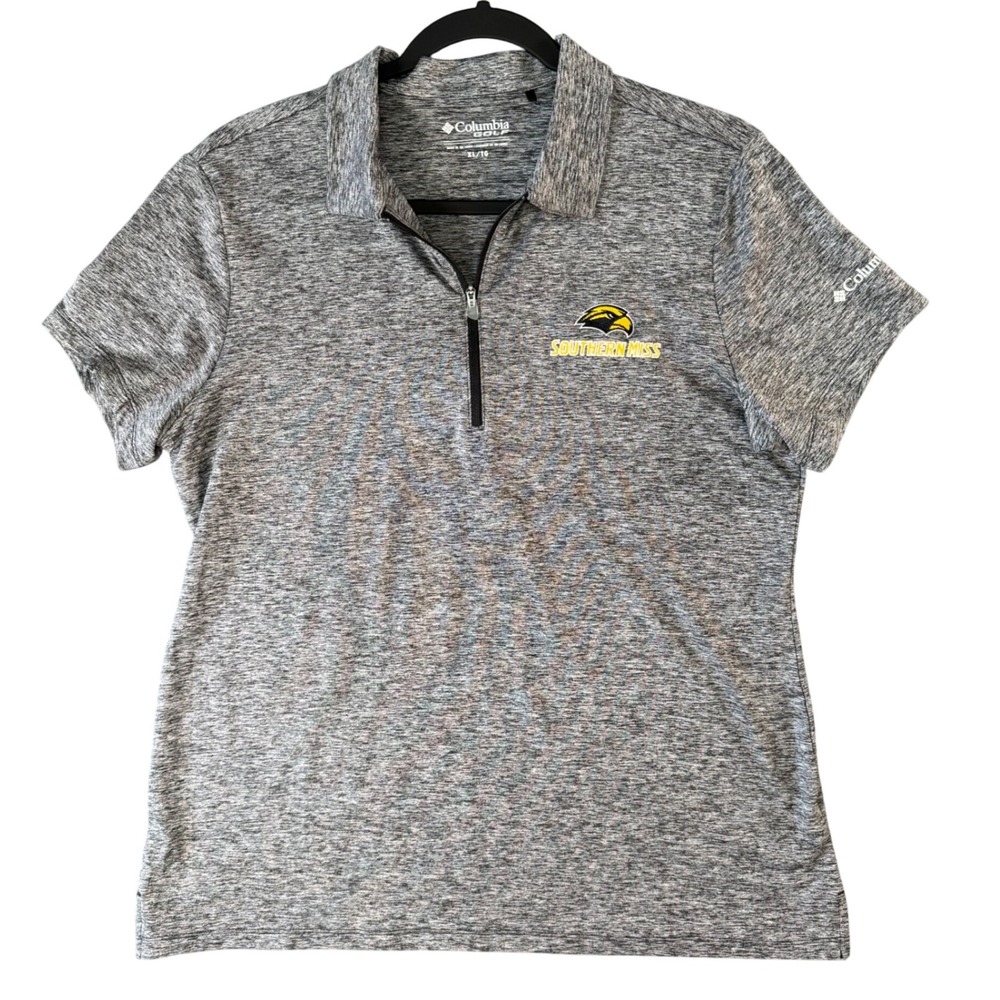 Columbia Womens Southern Miss Golden Eagles 1/4 Zip Polo‎ XL Gray Performance